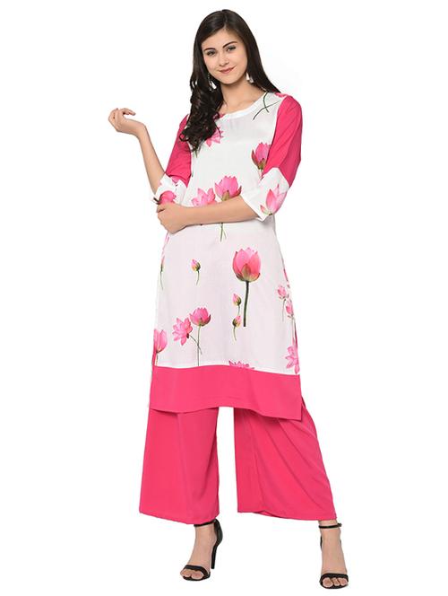 floral print kurta with palazzo set - 16019798 - Very Small Image - 1