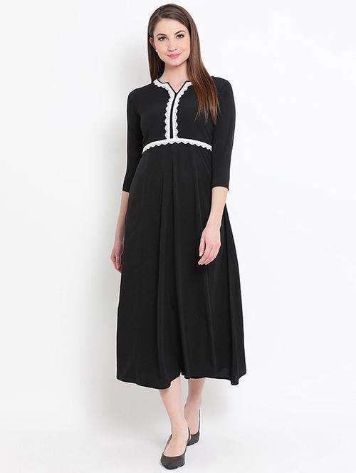 lace detail a-line ethnic dress  - 16020301 - Very Small Image - 1