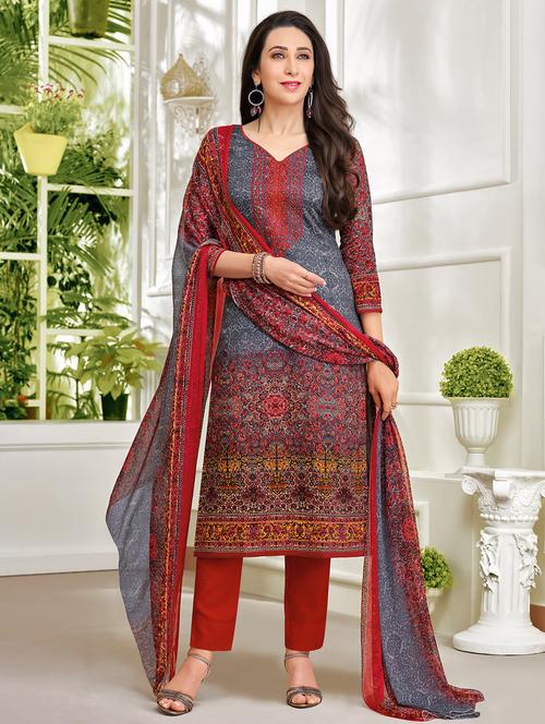printed unstitched suit - 16021427 - Very Small Image - 1