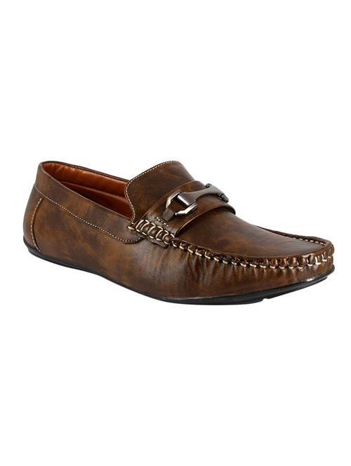 brown leatherette slip on loafers - 16022259 - Very Small Image - 1