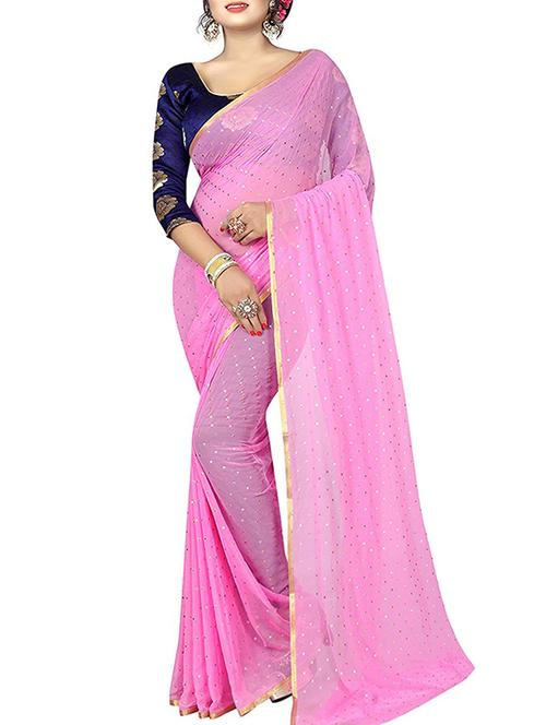 pink embroidered saree with blouse - 16023654 - Very Small Image - 1