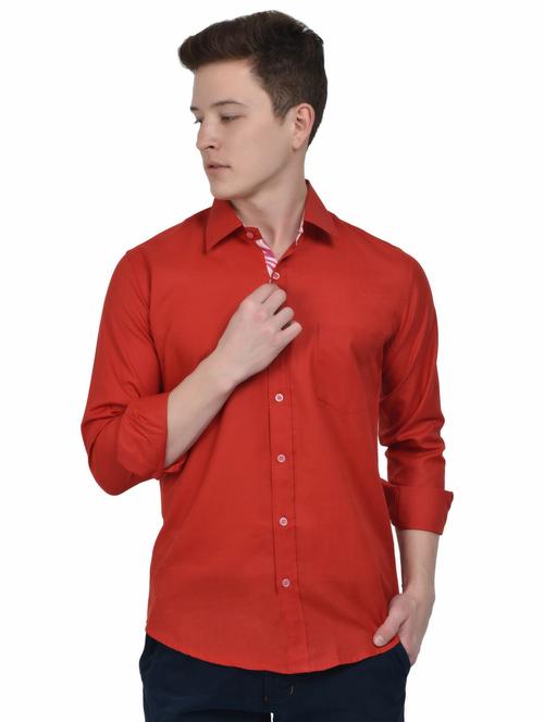 red solid casual shirt - 16024369 - Very Small Image - 1