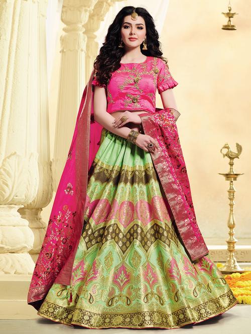 foil print a-line lehenga - 16024898 - Very Small Image - 1