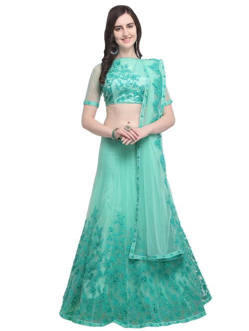 embroidered a-line lehenga - 16024914 - Very Small Image - 1