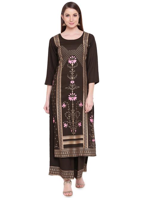 printed kurta palazzo set - 16025318 - Very Small Image - 1