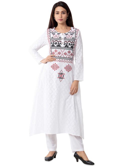 embroidered asymmetric kurta - 16027041 - Very Small Image - 1