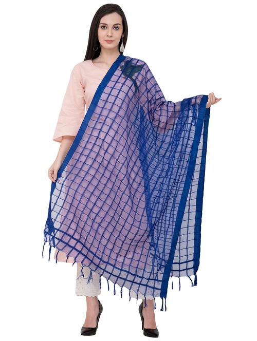 checks dupatta with fringes  - 16039400 - Very Small Image - 1