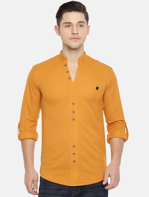 yellow solid casual shirt - 16039600 - Very Small Image - 1
