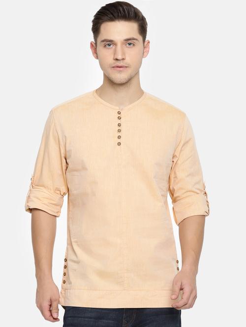 orange cotton short kurta - 16039617 - Very Small Image - 1