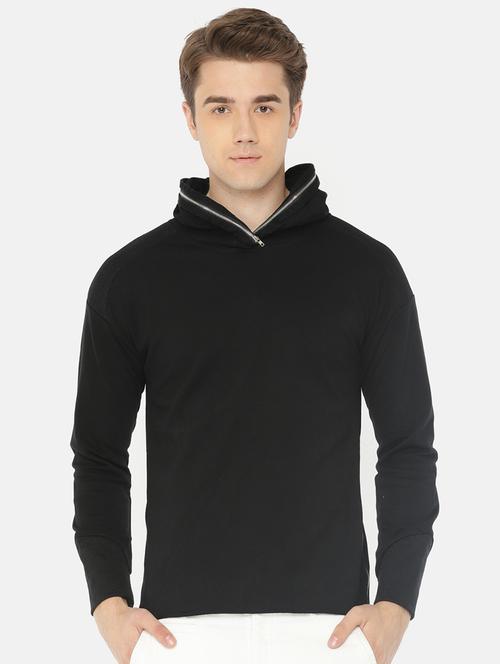 black solid hooded sweatshirt - 16039627 - Very Small Image - 1