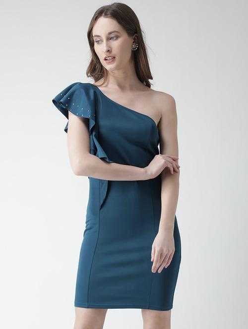 ruffled single shoulder sheath dress - 16041178 - Very Small Image - 1