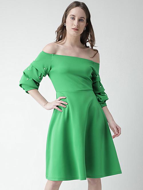 off shoulder flared dress - 16041182 - Very Small Image - 1
