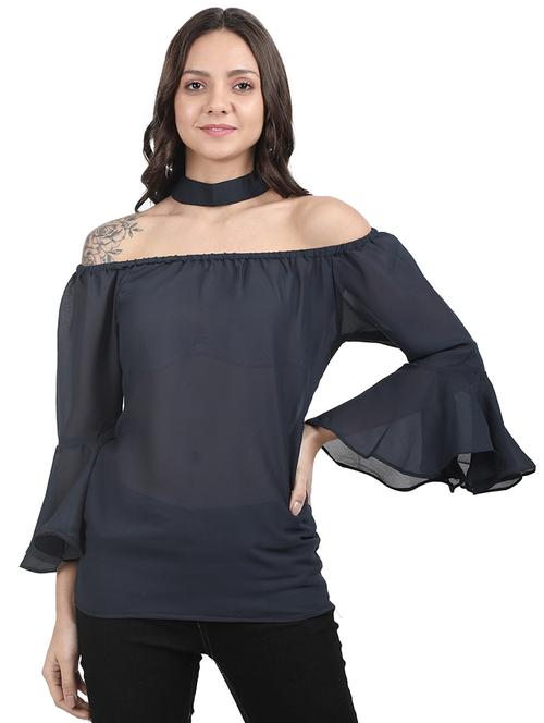 choker neck bell sleeved top - 16041209 - Very Small Image - 1