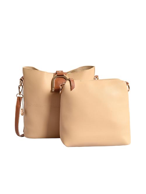 beige leatherette (pu) tote - 16042439 - Very Small Image - 1