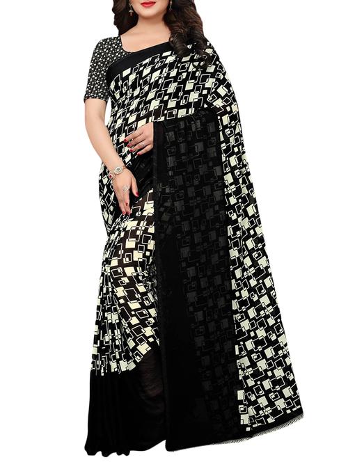 geometric printed saree with blouse - 16045665 - Very Small Image - 1