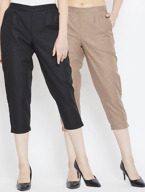set of 2 pleat detail cropped pants - 16047320 - Very Small Image - 1