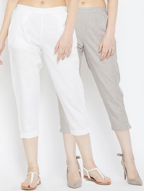 set of 2 pleat detail cropped pants - 16047335 - Very Small Image - 1