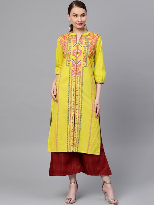 printed straight kurta - 16047480 - Very Small Image - 1