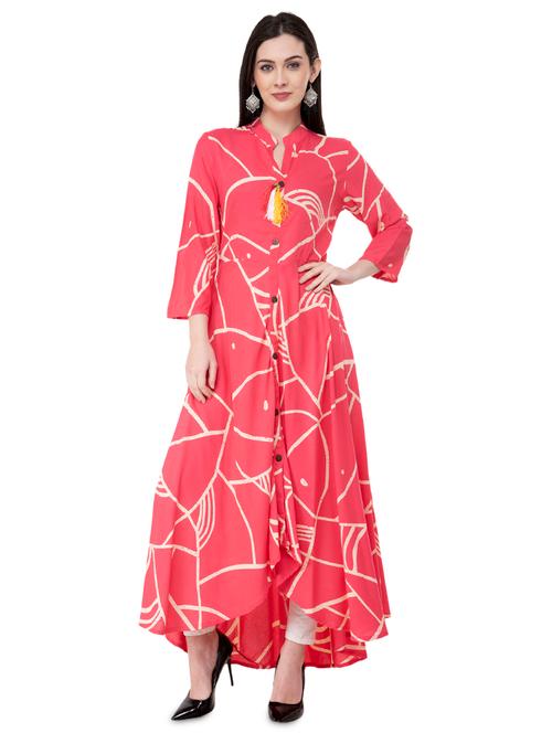 abstract asymmetric kurta with tassels - 16048210 - Very Small Image - 1