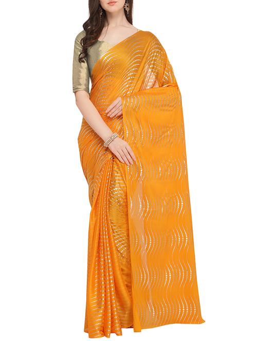 foil printed saree with blouse - 16049471 - Very Small Image - 1