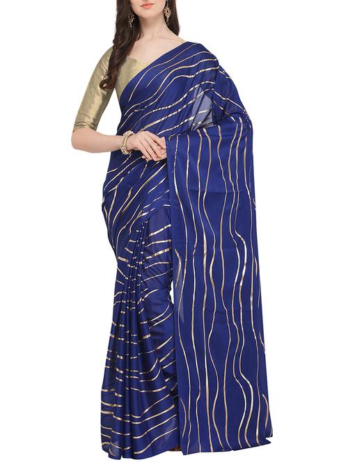 foil printed saree with blouse - 16049474 - Very Small Image - 1