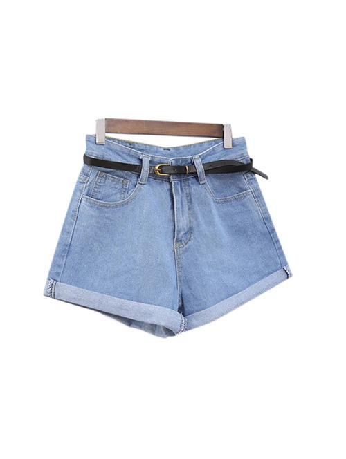 turn up hem belted shorts - 16049954 - Very Small Image - 1