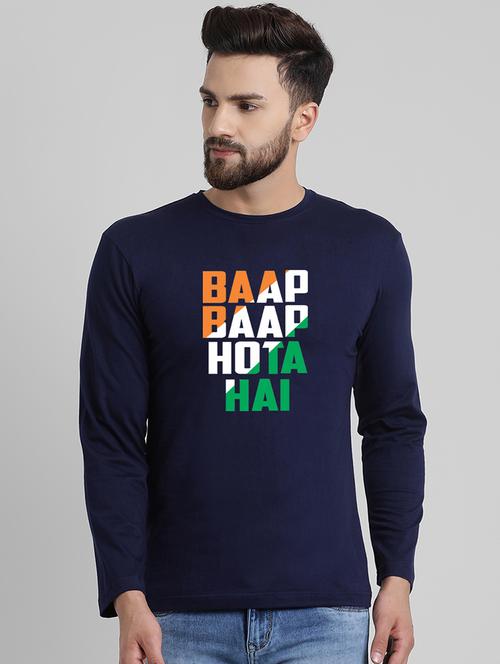 navy blue typographic chest print t-shirt - 16050048 - Very Small Image - 1