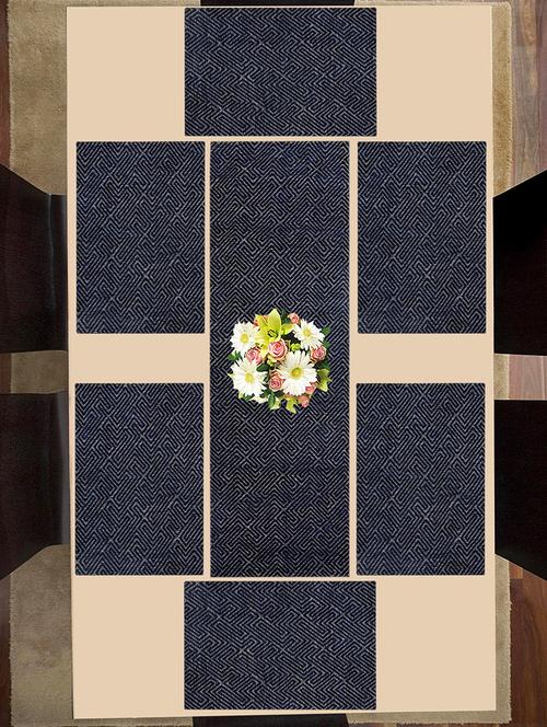 viscose dining table kitchen placemats, 6 mat -33x45cm, 1 runner 33x120 cm (set of 7) - 16050357 - Very Small Image - 1