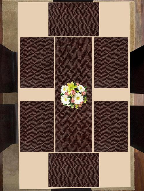 viscose dining table kitchen placemats, 6 mat -33x45cm, 1 runner 33x120 cm (set of 7) - 16050371 - Very Small Image - 1