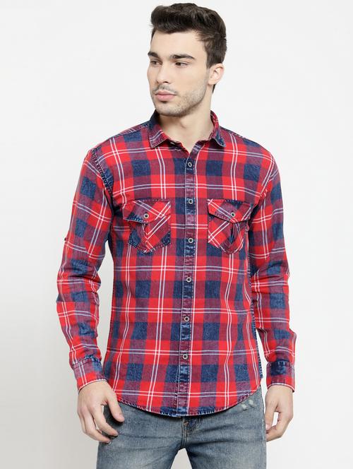 red checkered casual shirt - 16051651 - Very Small Image - 1