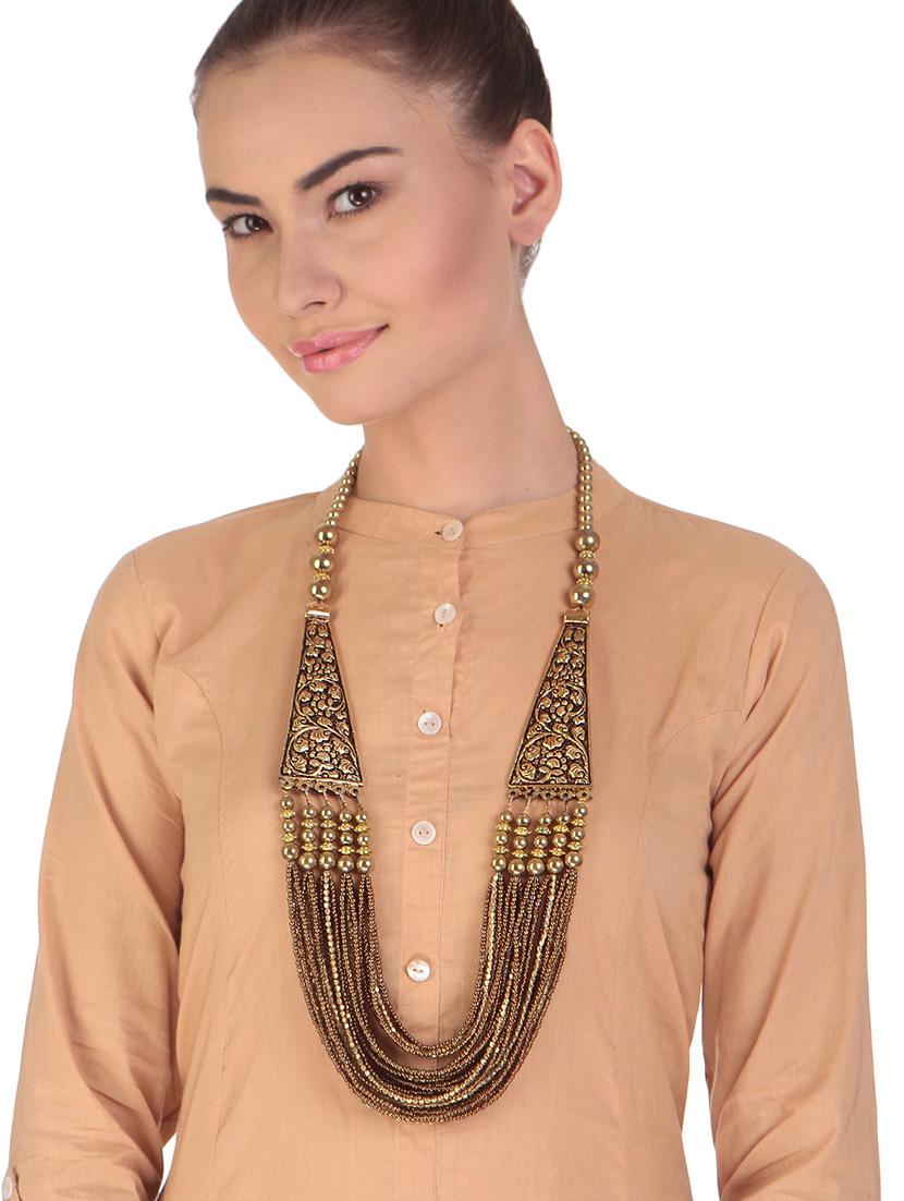 gold metal necklace - 16053478 - Zoom Image - 2