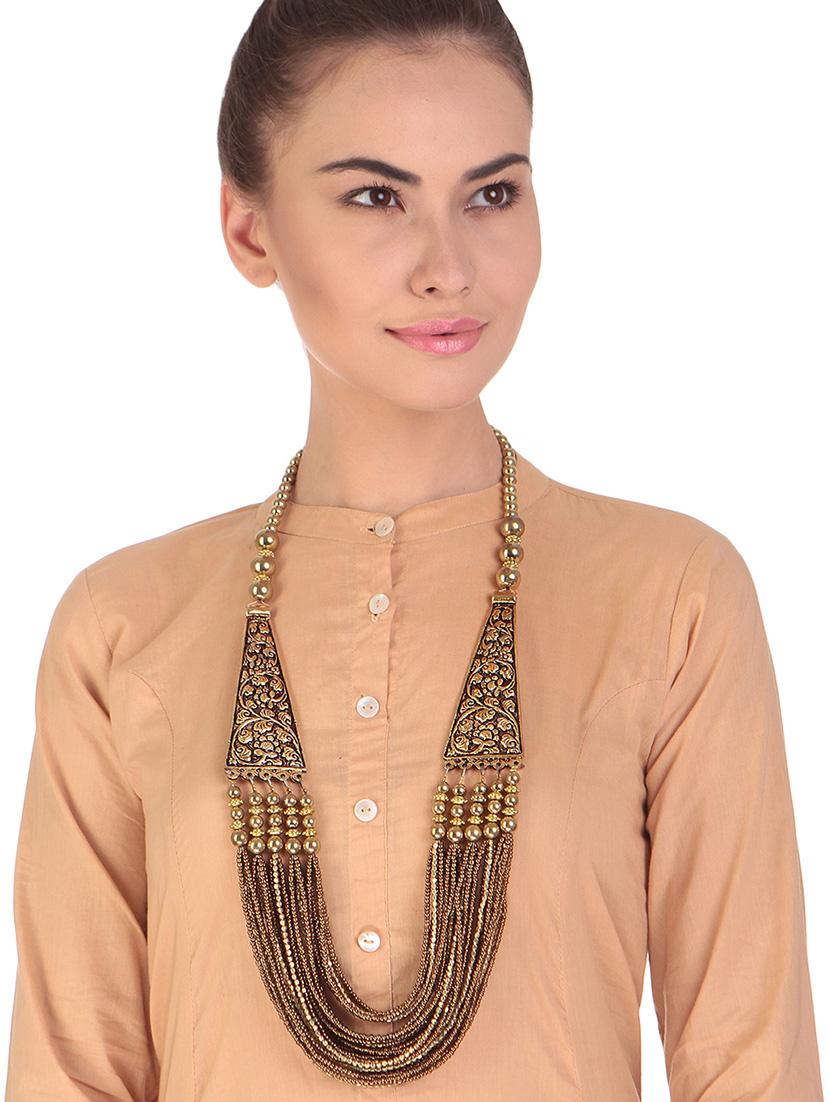 gold metal necklace - 16053478 - Zoom Image - 3