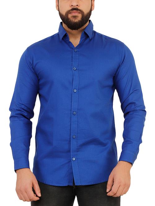 blue solid casual shirt - 16054137 - Very Small Image - 1