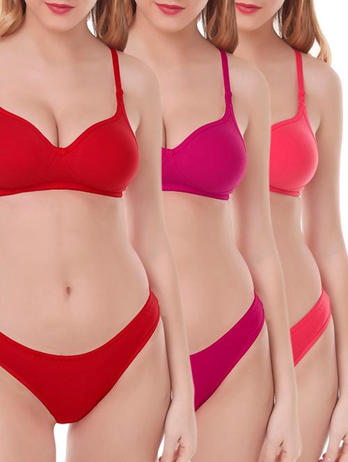 multi colored cotton bras and panty set - 16054800 - Very Small Image - 1