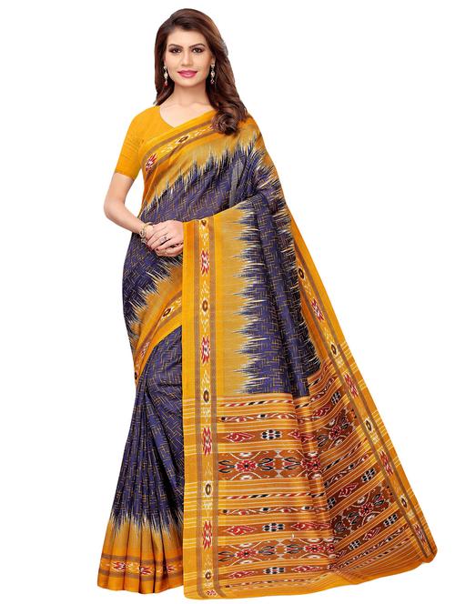 ikat printed saree with blouse - 16056154 - Very Small Image - 1