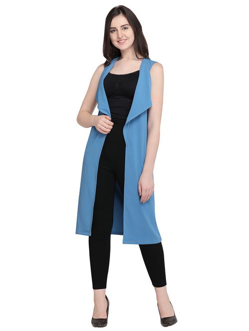 powder blue sleeveless shrug - 16056647 - Very Small Image - 1