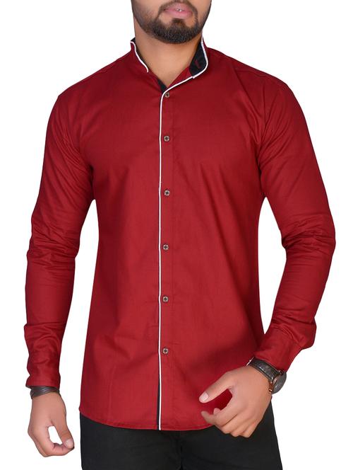 red solid casual shirt - 16057159 - Very Small Image - 1