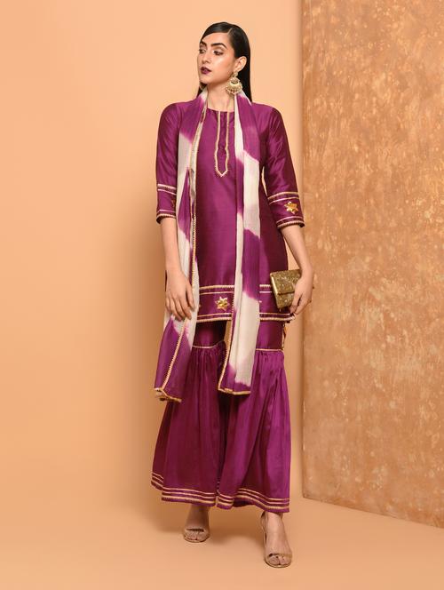 gota patti purple straight kurta - 16057242 - Very Small Image - 1