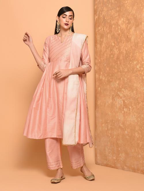 gota lace border flared kurta - 16057246 - Very Small Image - 1