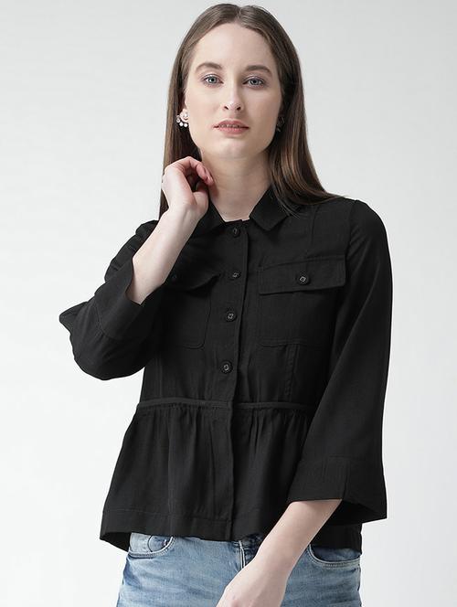 ruffled hem pocket patch shirt - 16058374 - Very Small Image - 1