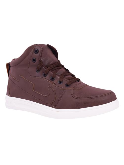brown leatherette lace up sneakers - 16058402 - Very Small Image - 1
