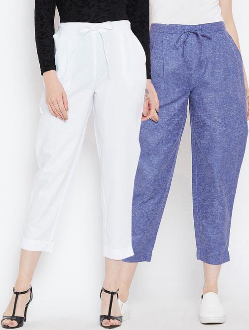 set of 2 pleat detail tie knot crop pant - 16059269 - Very Small Image - 1
