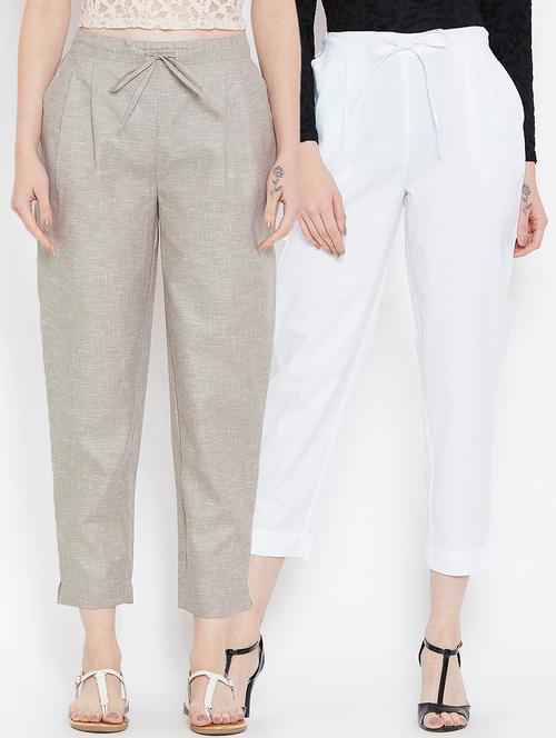 set of 2 pleat detail tie knot crop pant - 16059270 - Very Small Image - 1