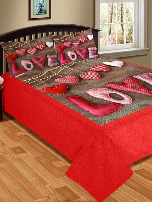 velvet king size double bed sheet with 2 pillow covers - 16059361 - Very Small Image - 1