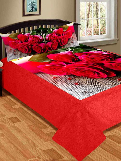 velvet king size double bed sheet with 2 pillow covers - 16059377 - Very Small Image - 1