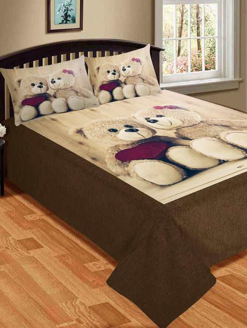 velvet king size double bed sheet with 2 pillow covers - 16059380 - Very Small Image - 1