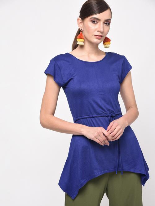 women's asymmetric round neck top - 16059490 - Very Small Image - 1