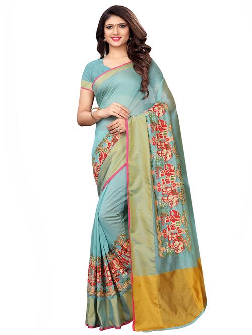 turquoise kota doria saree with blouse - 16059559 - Very Small Image - 1