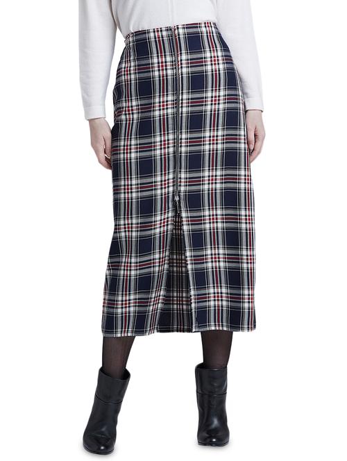 front slit checkered skirt - 16062248 - Very Small Image - 1