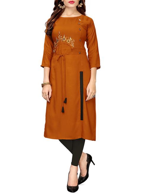 embroidered straight kurta - 16062631 - Very Small Image - 1